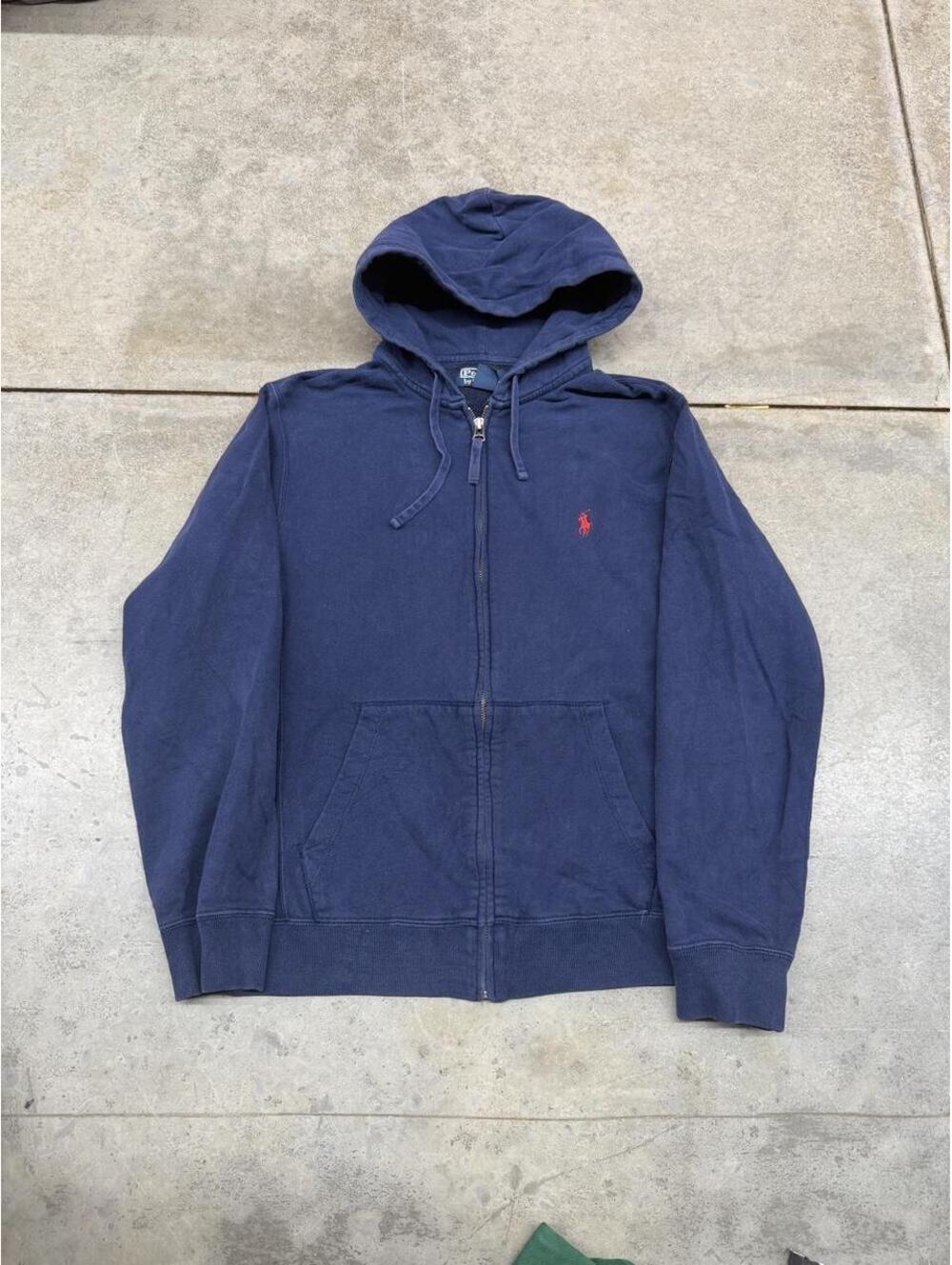 vintage polo ralph lauren navy zip up hoodie size small